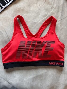 Nike Red Sports Bra with Black Band and Logo